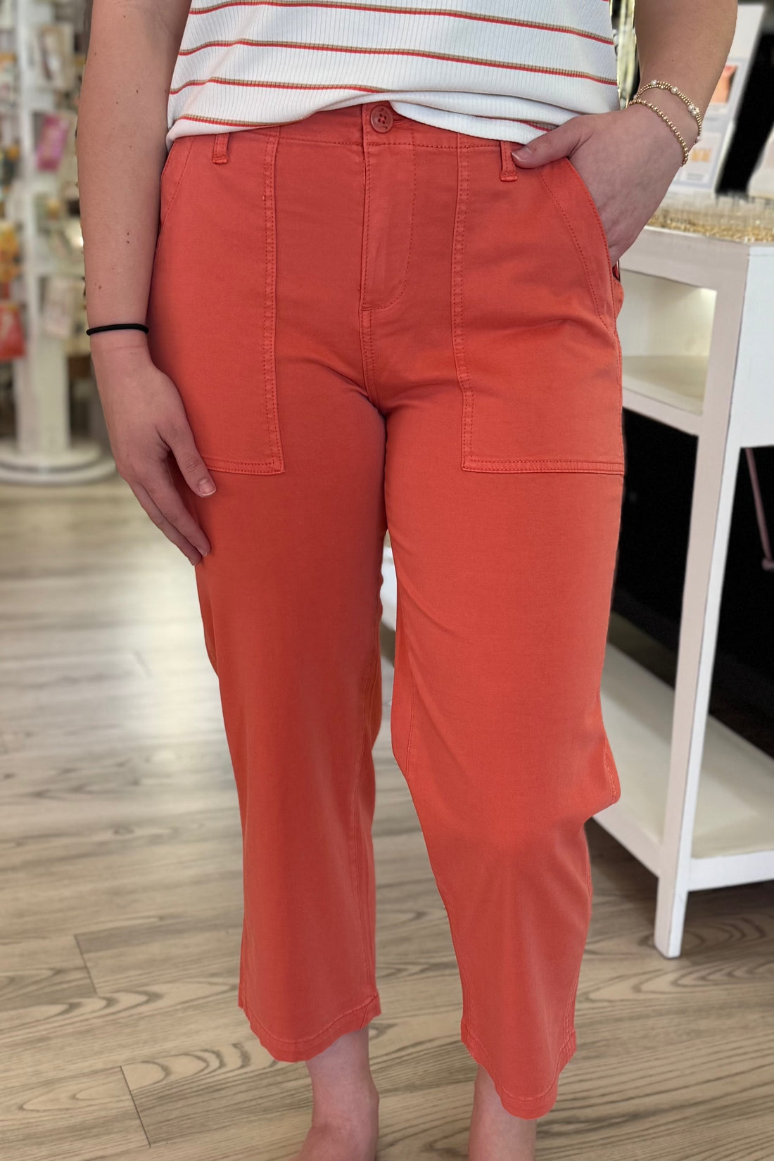 Cargo Wide Leg Crop 26&quot; BOTTOMS LIVERPOOL PAPAYA 0 