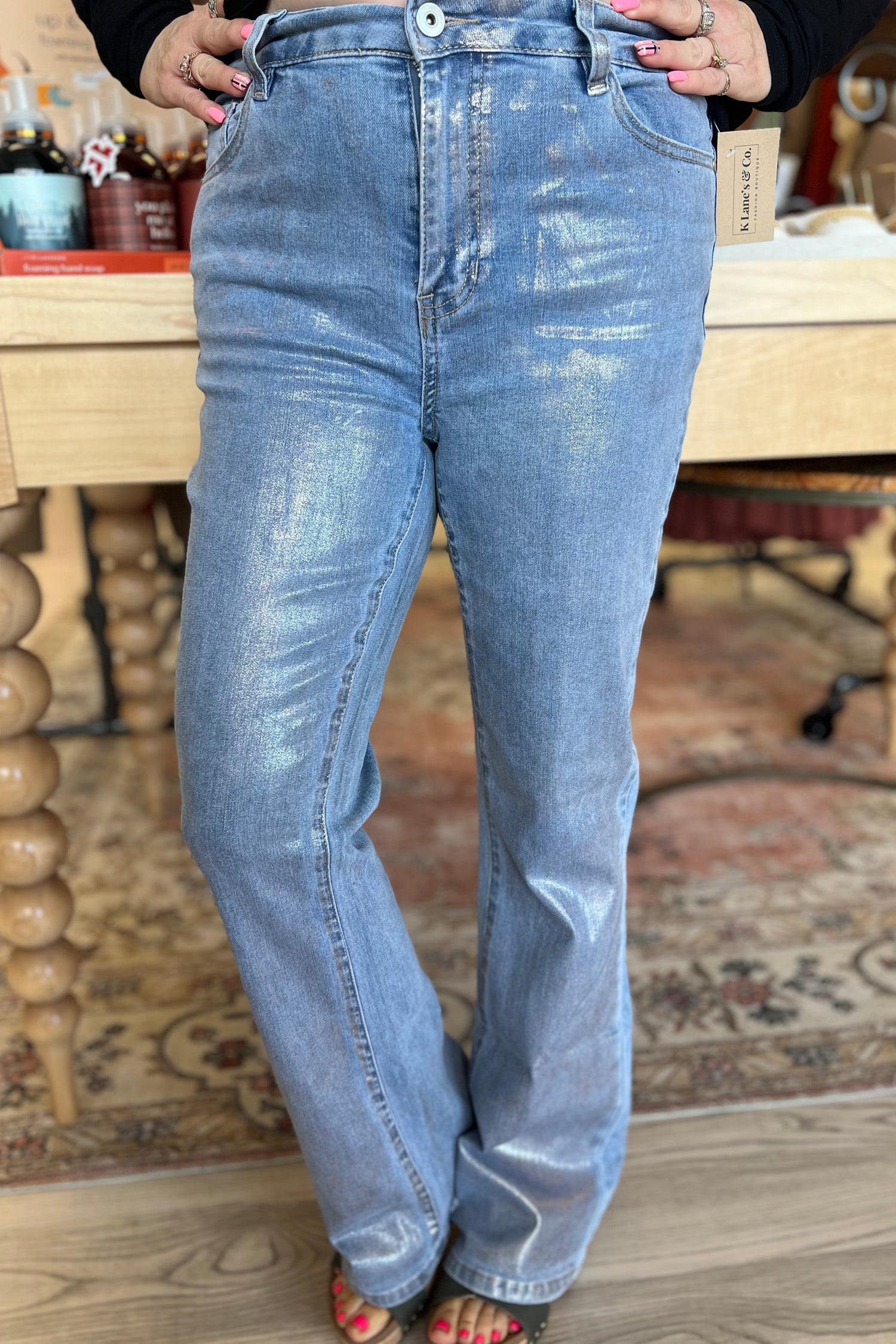 Bootcut Metallic Jeans BOTTOMS Charlie B 