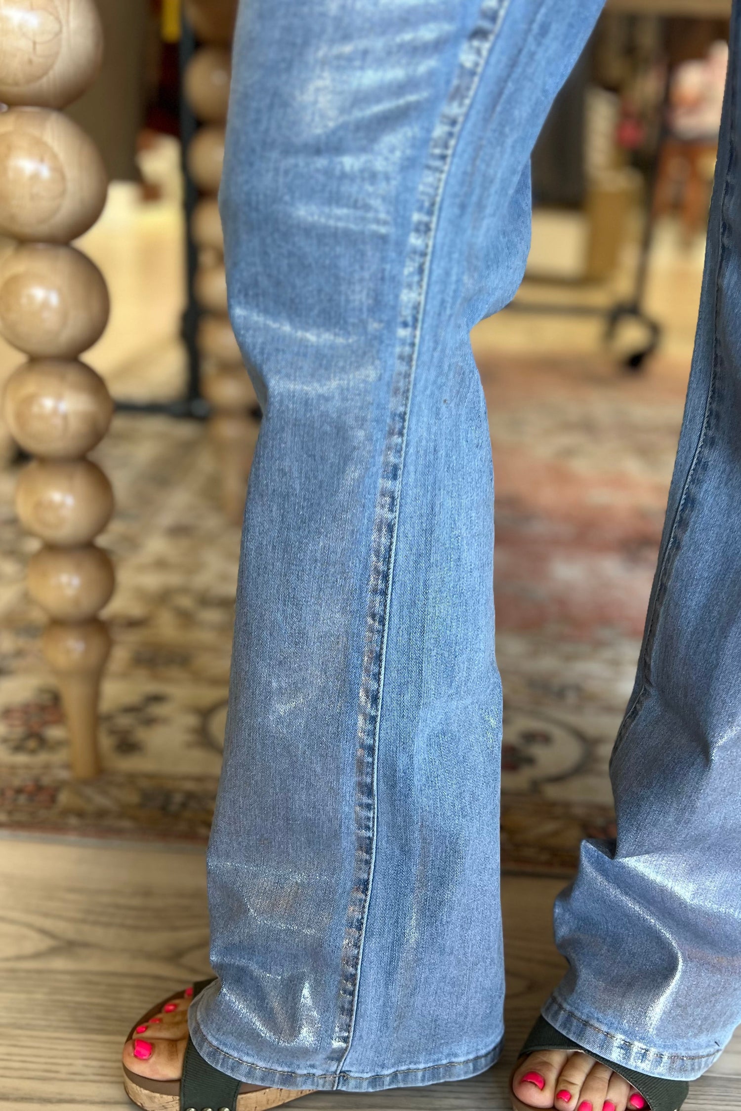 Bootcut Metallic Jeans BOTTOMS Charlie B 