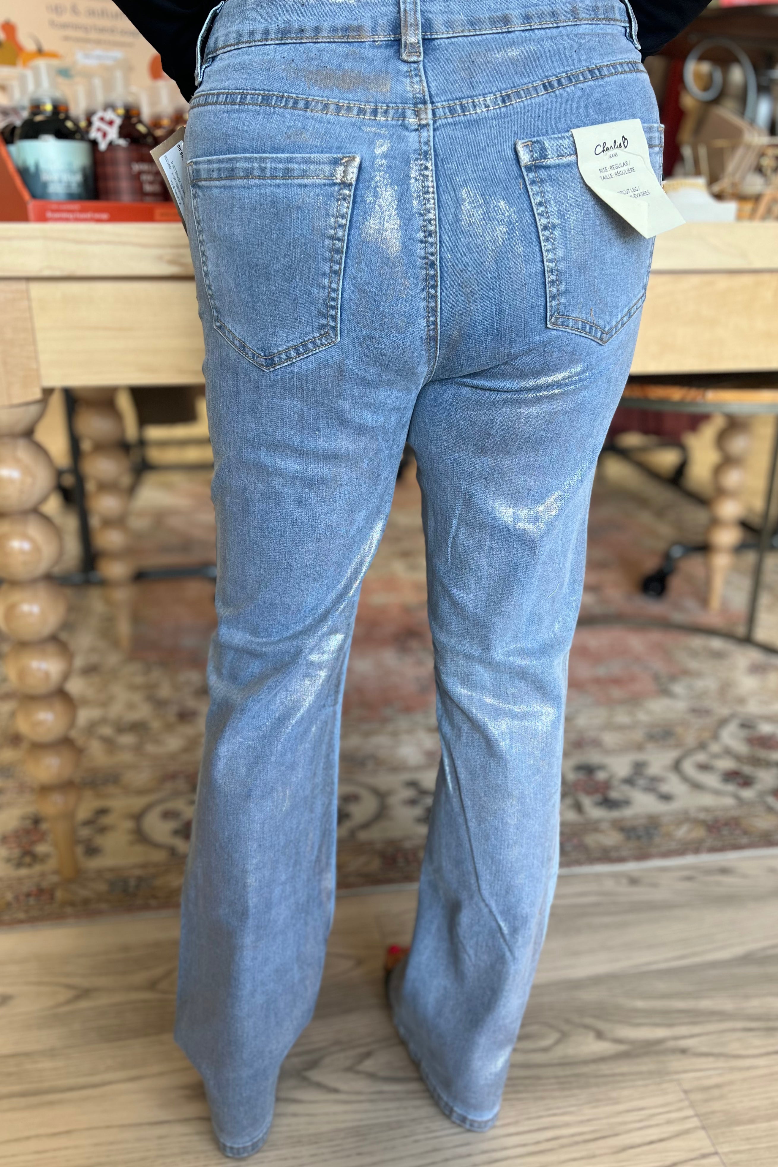 Bootcut Metallic Jeans BOTTOMS Charlie B 