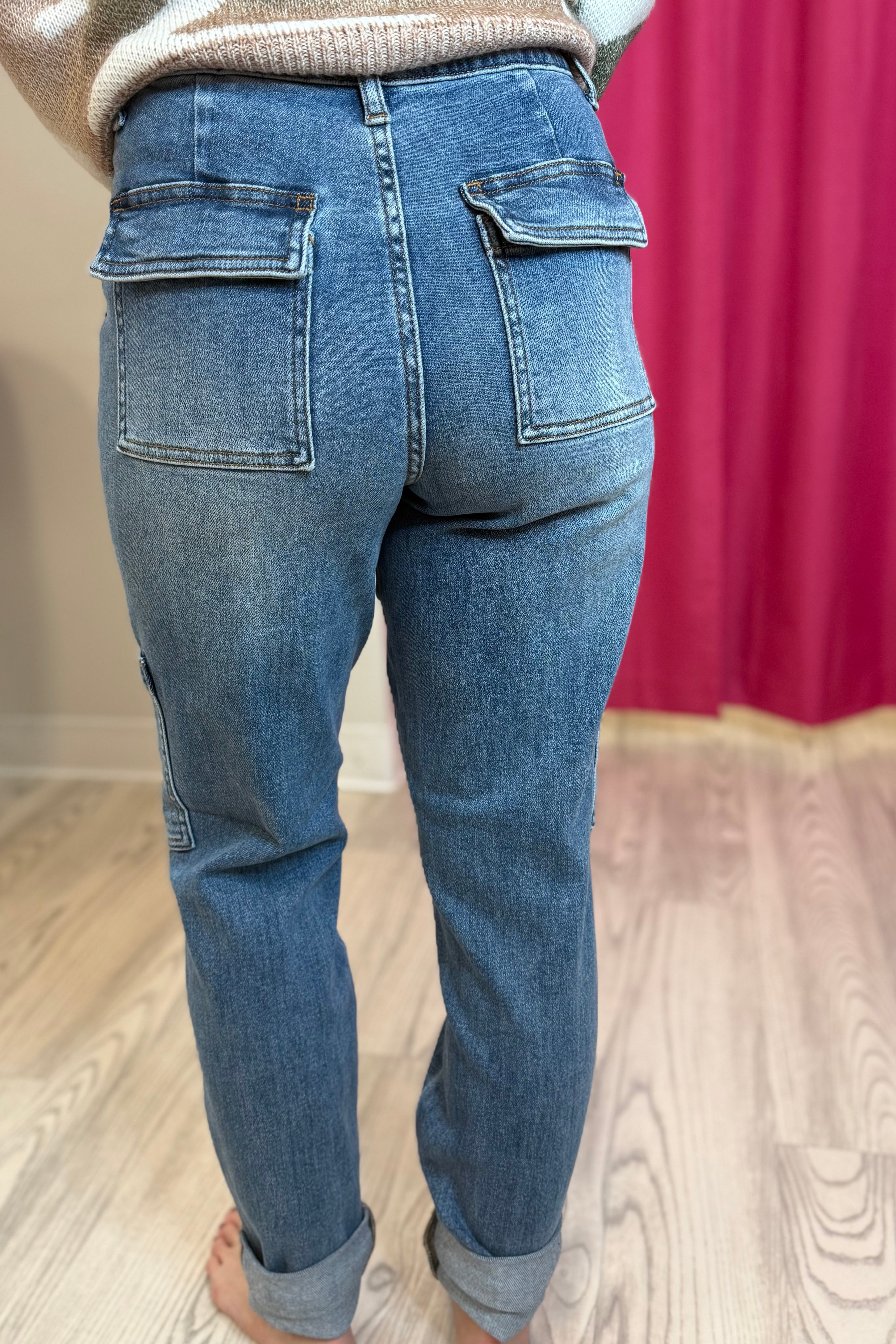 Denim Jogger with Side Pockets JEANS JUDY BLUE 