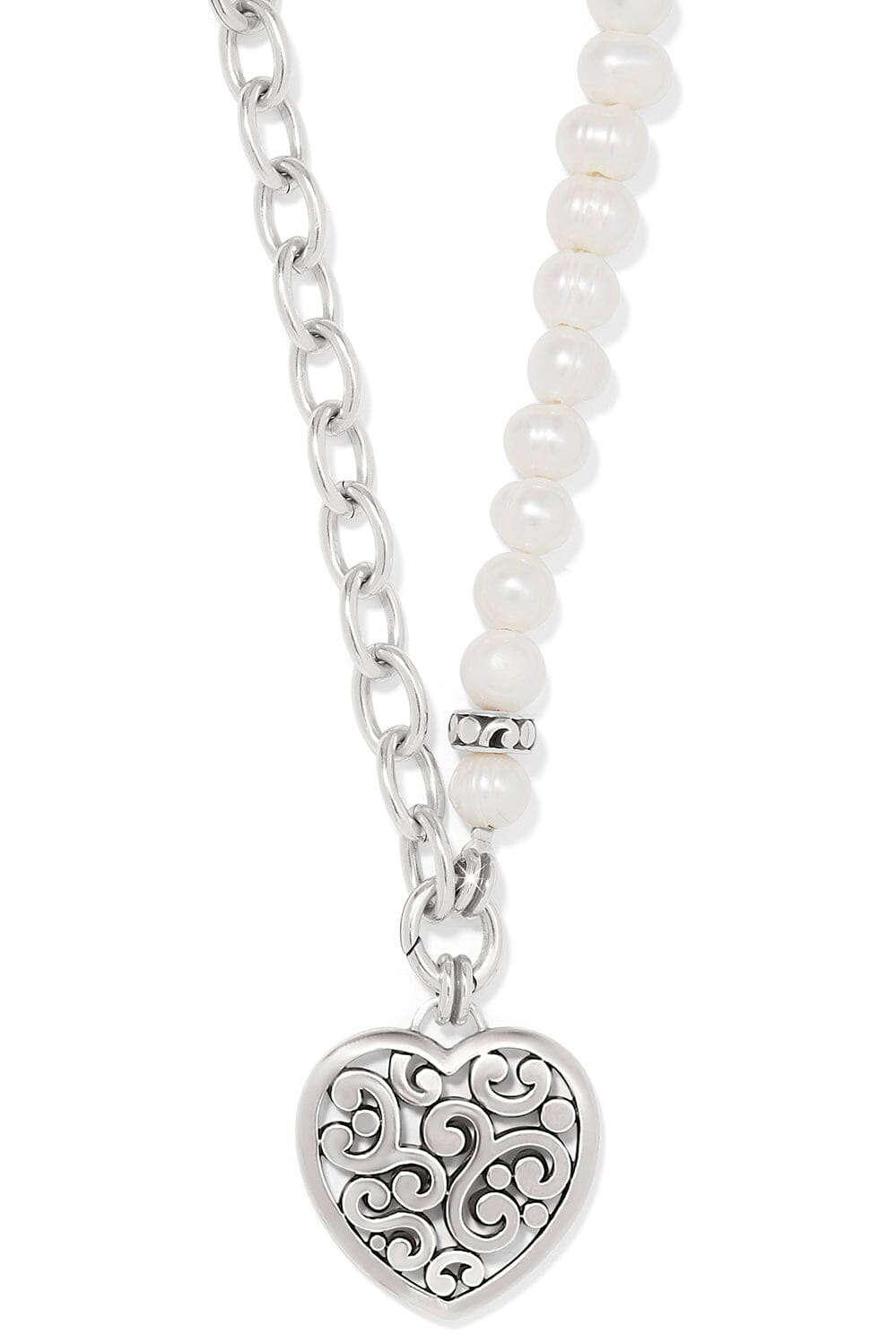 Contempo Heart Pearl Charm Necklace BJEWELRY Brighton Collectables 