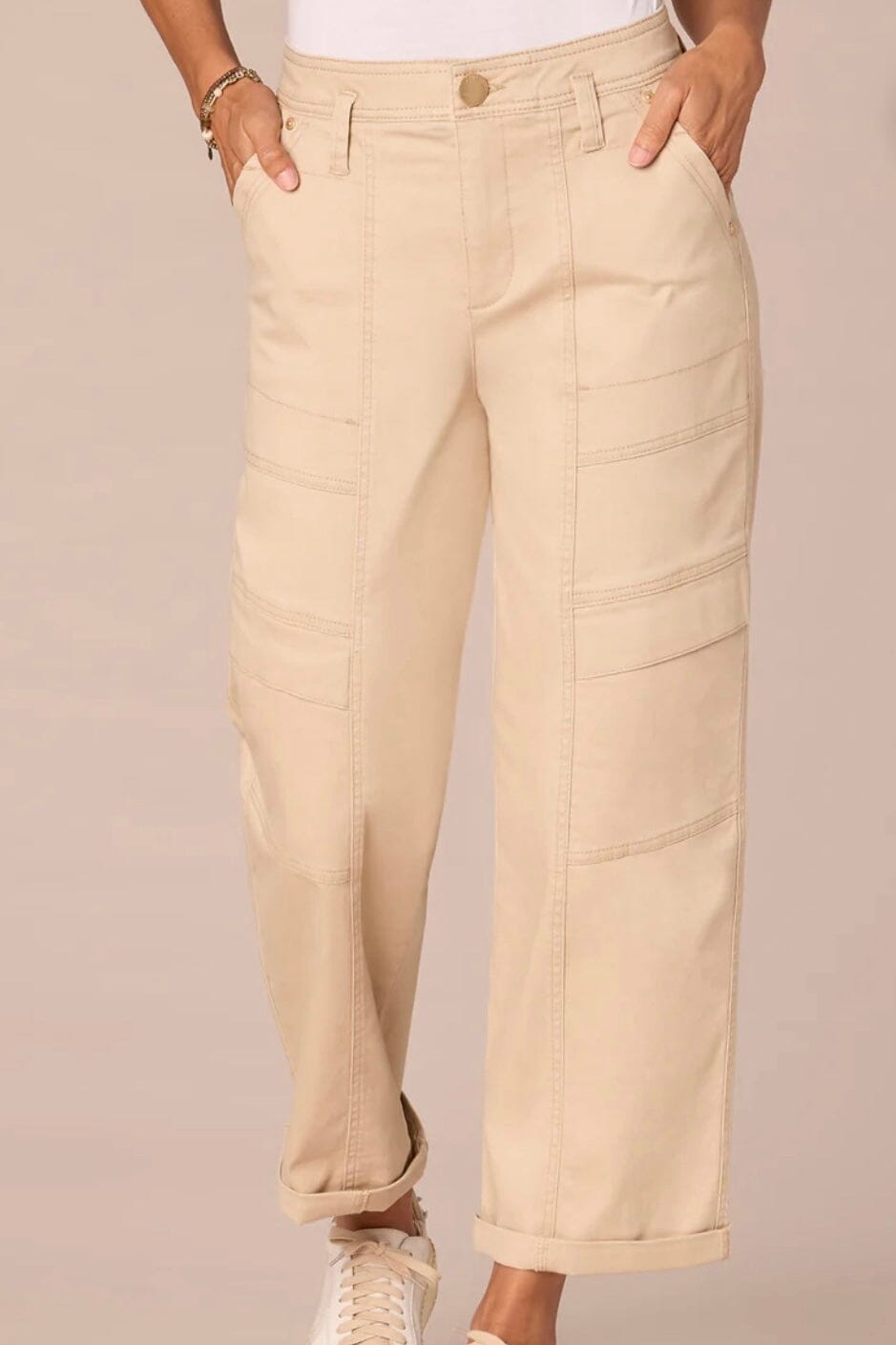 &quot;Ab&quot;solution Skyrise Relaxed Straight Leg Roll Cuff Utility Pants BOTTOMS DEMOCRACY 