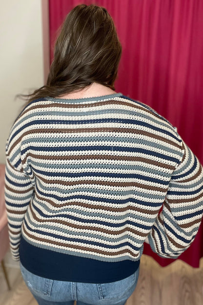 Striped Crochet Knit Sweater SWEATER EE:SOME 