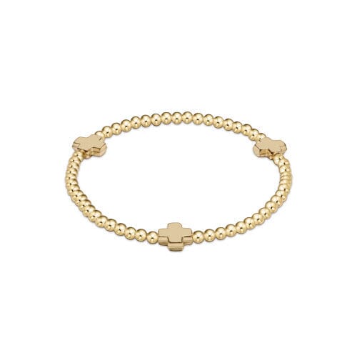 Signature Cross Gold Pattern 3mm Bead Bracelet - Gold JEWELRY ENEWTON 