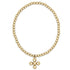 Classic Gold 3mm Bead Bracelet - Classic Beaded Signature Cross Gold Charm - 4mm Bead Gold JEWELRY ENEWTON 